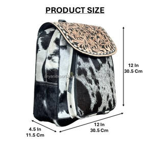 Sac à dos pour femme en cuir véritable style vintage 2026 avec rabat floral, grande capacité, sac de voyage - Product Image 2