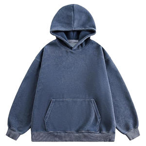 Pull-over à capuche tricoté lourd 400gsm personnalisé sweats à épaules tombantes en éponge française pour hommes grande taille sans cordes - Product Image 1