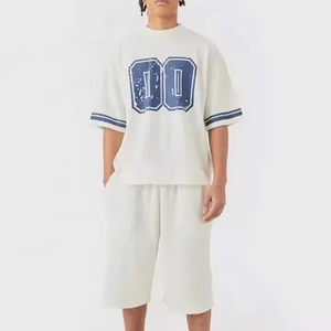 Conjunto de Camiseta y Pantalones Cortos de Verano para Hombre, Estilo Casual, de Felpa, Transpirable, Manga Corta, con Logotipo Personalizado, Venta al Por Mayor - Product Image 4