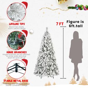 Sapin de Noël artificiel floqué de 2,13 m avec 1060 pointes mixtes en PVC et en pin - Product Image 3