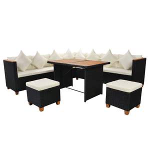 Juego de 7 Muebles de Patio en Negro y Crema - Product Image 3