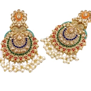 Pendientes Étnicos de Estilo Indio para Mujer, Chapados en Oro con Circonita, Joyería de Alta Calidad para Bodas, Fiestas y Regalos - Product Image 1