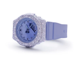 Reloj Analógico-Digital de Lujo para Mujer, Correa Color Lavanda Morado, Bisel con Diamantes Esmerilados, Caja de Acero Inoxidable de 42 mm - Product Image 2