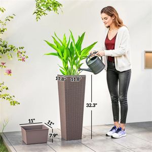 Maceta y jardinera de plástico marrón para uso en interiores y exteriores - Product Image 6