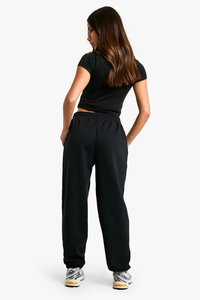 Pantalones deportivos largos de mujer, talla pequeña, con estampado de leopardo, de pierna ancha, de felpa y tela suave al tacto, pantalones de chándal para mujer. - Product Image 6