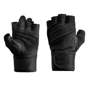 Guantes de levantamiento de pesas Agarre Cuero duradero Palma Soporte de muñeca superior Transpirable Estiramiento de 4 vías Lycra Medio dedo Levantamiento de pesas - Product Image 1