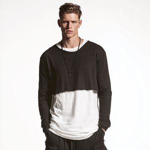 Camiseta de doble capa para hombre, estilo urbano de verano, con hombros caídos, camisetas de doble capa para hombre, camisetas de doble capa con corte oversize para hombre - Product Image 5