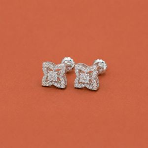 S925 <b>Sterling</b> <b>Silver</b> Moissanite Butterfly <b>Stud</b> <b>Earrings</b> with Round Diamond Detailing and Openwork Design - Product Image 3