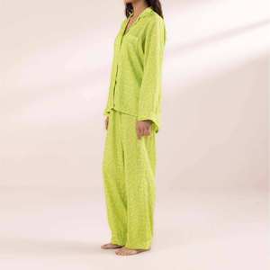 Plus Size Cotton Comfy Smooth Two Piece Jersey Women Sleepwear Set Drawstring Closure Quick Dry Breathable OEM ODM Night Suit - Product Image 6