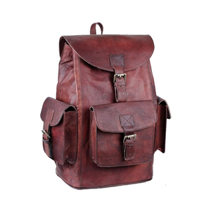 Vintage Unisex Crazy Horse Genuine Leather Panelled <b>Laptop</b> <b>Backpack</b> Stylish Rucksack Zipper Closure Genuine Leather Lining - Product Image 4