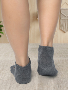 Grey Color Yoga Grip <b>Socks</b> <b>Women's</b> Open Cutout Instep Ballet Barre Pilates Ankle Non Slip Silicone Bottom Soft Cotton <b>Socks</b> - Product Image 4