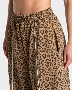 Custom Logo Leopard Print Oversize Contrast Pipping Women's <b>Tracksuit</b> Leopard Pullover Contrast Lining Hoodie & Jogger For Women - Product Image 3