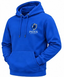 Sudadera con capucha azul para hombre, de estilo urbano, de gran tamaño, de tejido grueso, con etiqueta privada, bordada, de la marca Index Apparel. - Product Image 2