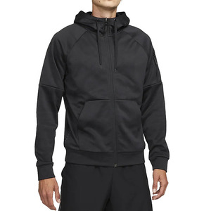 Sweat-shirt à capuche zippé noir pour homme, manches raglan, coupe classique, style décontracté, tissu polaire polyester/coton, séchage rapide, respirant - Product Image 1