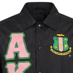 Veste Coach Noire Femme avec Motif Lettres Vert Rose – Décontractée, Boutonnée, Légère, Tendance, Vêtement d'Extérieur, Streetwear - Product Image 4