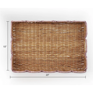 ถาดหวายธรรมชาติทำมือ ขอบหยัก ถาดหวายเหมาะสำหรับโต๊ะกาแฟและของตกแต่งบ้าน จากเวียดนาม - Product Image 2