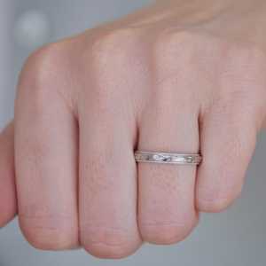 Art Deco Full Eternity Diamond Wedding Bands 14k Solid Gold Flush Set Round Lab Grown Diamond Vintage <b>Stacking</b> <b>Ring</b> Fine Jewelry - Product Image 6