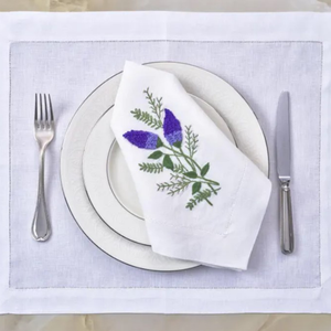 Bloc de couleur personnalisé motifs brodés personnalisé luxe lin français pur serviettes en lin pour hôtel de mariage - Product Image 1