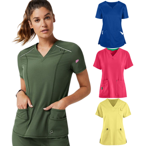 Uniformes Médicos FMF Scrubs al por Mayor, Conjunto de Enfermera con Logotipo Personalizado, Uniformes de Enfermería y Medicina Elásticos Negros, Poliéster/Rayón - Product Image 5