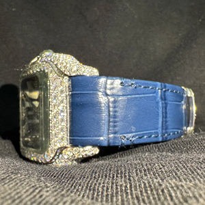 Montre de luxe Moissanite Iced Out, testée au diamant, style Hip Hop Bling pour homme avec bracelet en cuir bleu, vente en gros, stock USA et UK - Product Image 1
