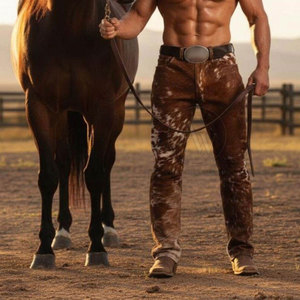 <b>Men's</b> High Waist Cowhide <b>Leather</b> <b>Pants</b> Casual Style High Quality Wholesale Solid Color Fashion Cow <b>Leather</b> <b>Pants</b> - Product Image 4