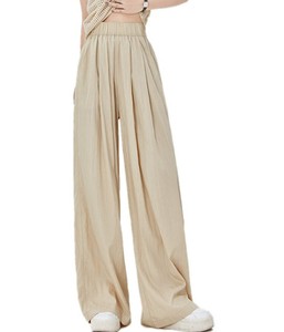 Nouveau pantalon femme automne coupe droite taille haute 100% coton, style rétro décontracté, séchage rapide, sensation fraîche, couleur unie - Product Image 1