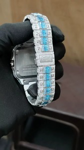 Montre de luxe de haute qualité, antique, sertie de moissanite, cadran carré, quartz analogique, chiffres romains, bracelet, montre-bracelet pour homme, unisexe - Product Image 4