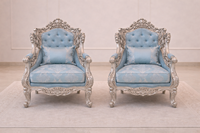 Ensemble de meubles de salon élégant en teck moderne, orné d'argent, luxueux, confortable et personnalisable, canapé, chaises, table - Durable, fabriqué aux États-Unis