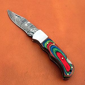 Cuchillo de Bolsillo Multifuncional Jexmoo OEM, Hecho a Mano, de Acero de Damasco de Grado Industrial, de 7 Pulgadas, con Funda de Cuero, Regalo de Aniversario - Product Image 6