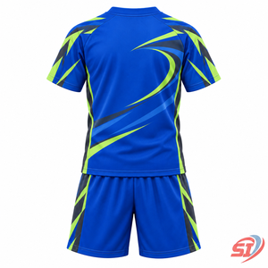 Conjunto de Camiseta y Pantalones Cortos de Fútbol Personalizados para Niños, Modelo Prism Orbit Performance, Transpirable, de Secado Rápido, Cuello en V, 100% Poliéster, Ropa Deportiva para Clubes - Product Image 2