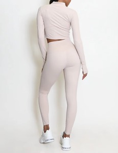 Women's Solid 3-Piece Activewear Set with <b>Zip</b>-<b>Up</b> <b>Jacket</b> Sports Bra Yoga Leggings 4 Way Stretch Workout Fitness - Product Image 3