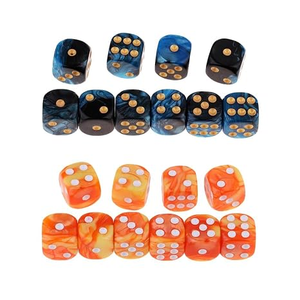 Juego de dados de resina hechos a mano con remolinos azules y naranjas, puntos blancos para juegos de mesa, piezas decorativas coleccionables - Product Image 4