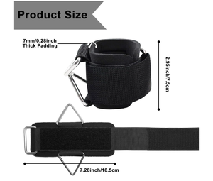 สายรัดข้อมือสำหรับเครื่องออกกำลังกายแบบสายเคเบิล บุนวมนีโอพรีนนุ่ม ปรับได้ ป้องกันอย่างมืออาชีพ ขนาดเดียวใช้ได้กับทุกคน สายรัดข้อมือสำหรับออกกำลังกาย - Product Image 3