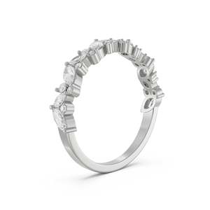 Bague en Moissanite taille Marquise, sertie pavé de pierres mélangées, avec bande en argent incurvée, bijou de mariée élégant pour mariage et anniversaire - Product Image 4