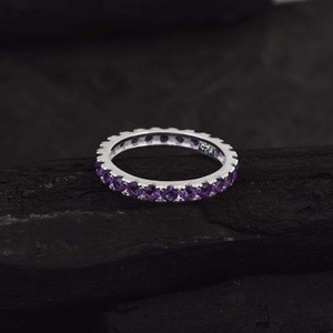 แหวนผู้หญิง แหวนเงินแท้ 925 ประดับพลอยอเมทิสต์สีม่วงธรรมชาติ 100% สไตล์โบฮีเมียน วินเทจ เครื่องประดับชั้นดี - Product Image 2