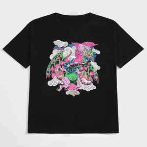 T-shirt en coton de haute qualité, style vintage délavé, 300 GSM, coupe ample, impression en relief, streetwear, haute qualité - Product Image 5