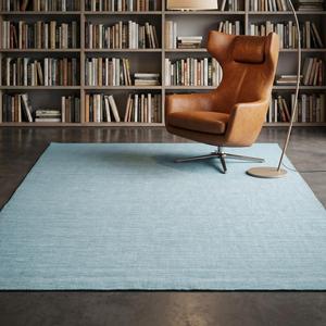 Alfombra de Lana de Lujo Azul Claro, Tejida a Mano, Diseño Minimalista con Textura Lisa, Alfombra Decorativa para Sala de Estar y Dormitorio - Product Image 1
