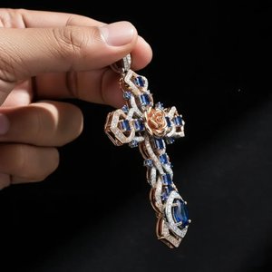 Élégant Pendentif Breloque Glace en Moissanite et Perle d'Eau Douce, en Argent Sterling 925 Plaqué Or et Argent, Bijoux de Créateur Hip Hop - Product Image 4