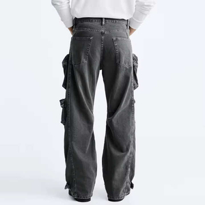 Pantalon cargo homme pas cher, style streetwear, 6 poches, grandes tailles, logo personnalisé, service OEM, faible MOQ - Product Image 3