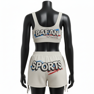 Conjunto de Bikini para Mujer, Algodón GSM, Poliéster, Felpa Suave y Elástica, Color Beige, Estilo Deportivo, Impresión de Pantalla, Logotipo Personalizado - Product Image 2