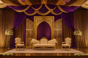 Fauteuils de mariage en or antique en gros, chaises de trône royales en or avec lion, chaises de roi pour scène de Mehndi au Royaume-Uni - Product Image 6