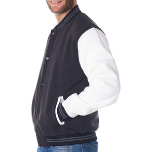 Formal Men's Winter Varsity Jacket Front Logo 100% Cotton Windproof Reflective Design <b>Covered</b> <b>Button</b> Closure Polyester Wadding - Product Image 3