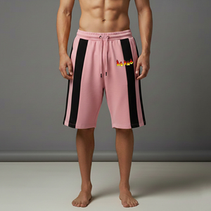 Pantalones cortos de hombre OEM 100% algodón, estilo urbano de dos tonos, 300GSM, tela de algodón tipo felpa, cintura elástica, pantalones cortos extragrandes para hombre - Product Image 1