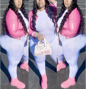 <b>Women's</b> High Quality Pink Cropped Varsity <b>Jacket</b> for Winter Custom Logo Plus Size - Product Image 4