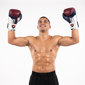 Dumela International <b>16</b> <b>Oz</b> Leather <b>Boxing</b> <b>Gloves</b> Red Blue Black Yellow Professional Training Gear Logo Design - Product Image 4