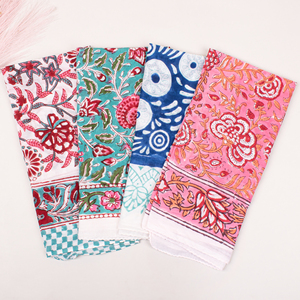 <b>Square</b> Cotton Floral Bandana Handmade Block Printed Vintage Style Luxury Handmade 21x21" <b>Square</b> <b>Scarf</b> Neckwear - Product Image 5