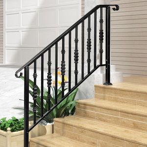 Matte Black Outdoor 4-<b>Level</b> Iron Handrail Replace 22762521 Assistive Devices - Product Image 3