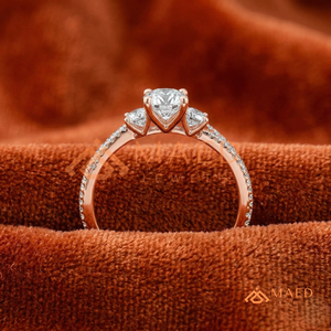 Classic 14K Rose Gold Oval Cut Diamond Bridal <b>Ring</b> with Wide <b>Split</b> Band and Diamond Accent Design - Product Image 2