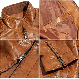 Trending High Demand Best Quality Men's <b>Slim</b> <b>Fit</b> Leather <b>Jacket</b> Fashionable Canvas Casual Wear with Stand Collar <b>jacket</b> for men - Product Image 4