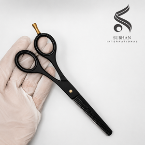 Tijeras de entresacar de acero inoxidable con revestimiento negro, herramientas profesionales manuales de peluquería para logotipo personalizado - Product Image 2